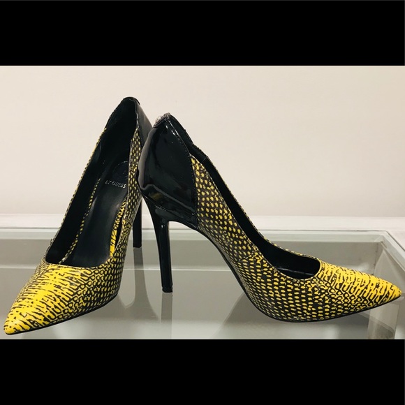G by GUESS FELISITY Yellow and Black Heels - Picture 11 of 13